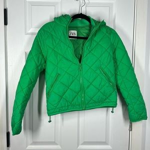 Green puffer jacket
